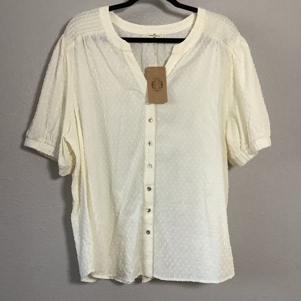 New with Tags Mason Belle Cream Cottagecore Coastal Cowgirl Button Up Blouse 3X